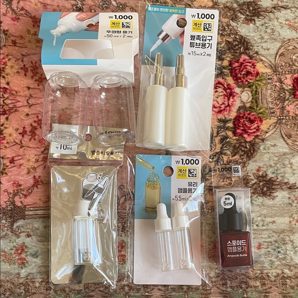 Assorted Travel TSA Compliant Cosmetic Bottles and Droppers Set